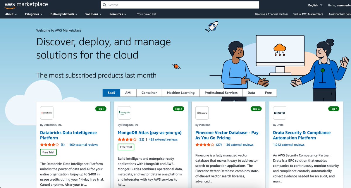Back so soon? 😁 

For the SECOND time this year, Drata is featured on the AWS Marketplace homepage as one of the most subscribed products last month. 🙌 

Check us out on AWS Marketplace to see how we're leading the way in automated GRC and Trust Management: