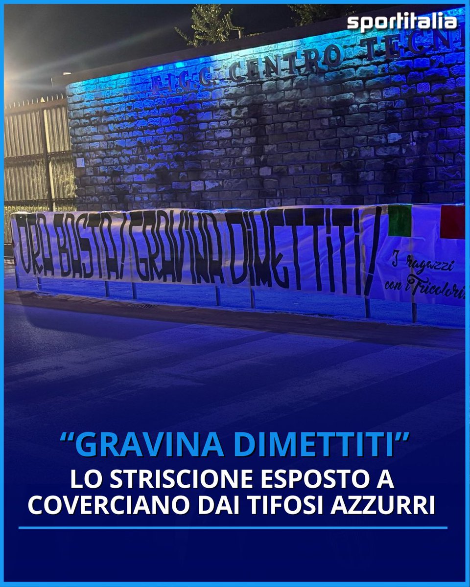 🚨 Esposto uno striscione a Coverciano dai tifosi azzurri: “#Gravina dimettiti”‼️🇮🇹

#Italia #Sportitalia