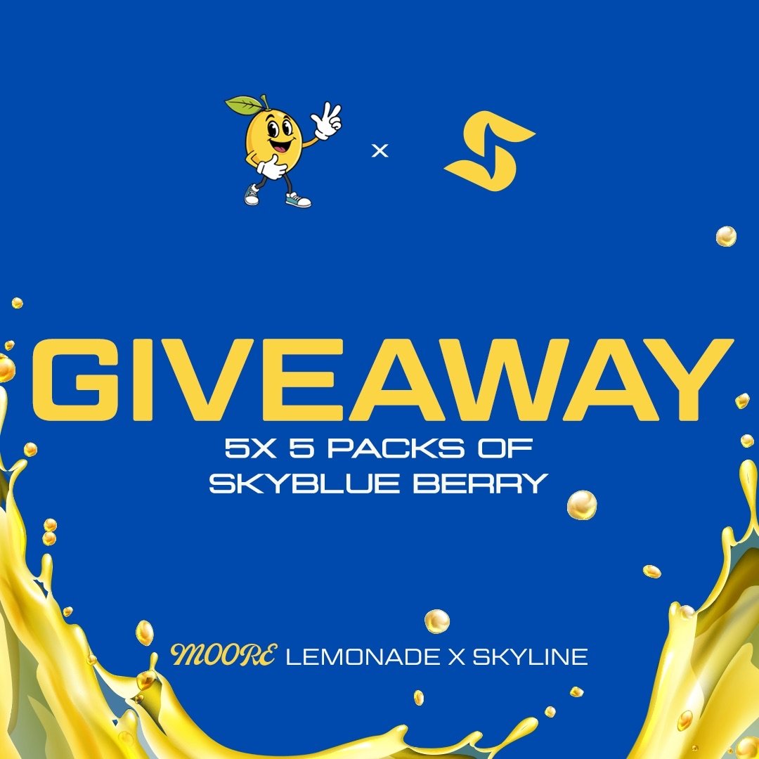 🚨 GIVEAWAY ALERT 🚨

We’re picking 5 lucky people to get 5 packs of our Skyblue Berry collab with Moore Lemonade 💙🍋

HOW TO ENTER:
🔹 Like + RT
🔹 Follow <a href="/SkylineGG_/">Skyline</a> &amp; <a href="/MooreLemonade/">Moore! Lemonade</a> 
🔹 Reply w/ your summer drink of choice (EXTRA ENTRY)

Can’t wait? Use code SKYLINE for 25%