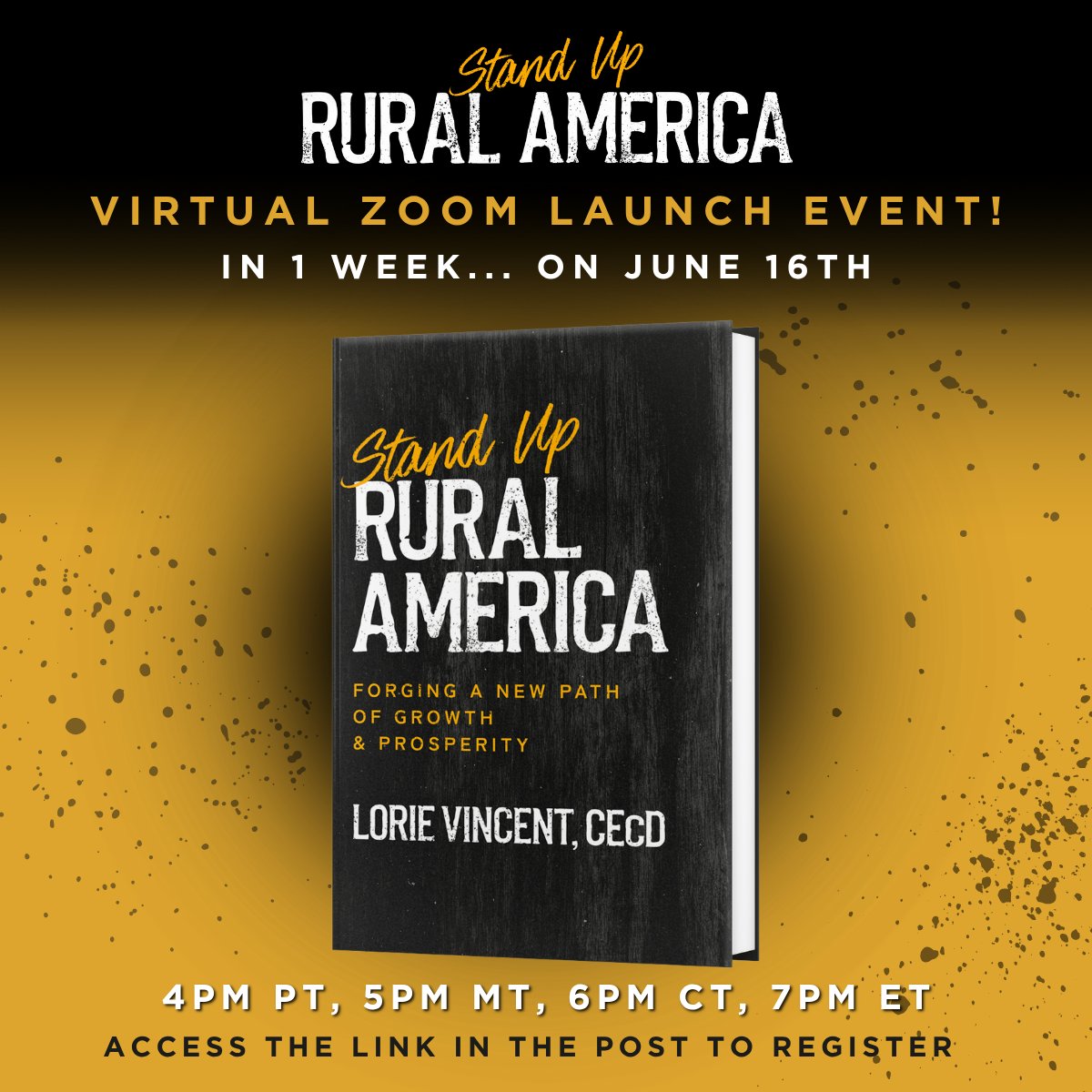Thanks for your support of my book announcement last week. I am so grateful &amp; humbled by your comments, direct messages, texts and comments. The digital launch on June 16th at 6:00 pm! It will only last 15-20 minutes. 
us02web.zoom.us/webinar/regist…

Thank you for loving Rural America!
