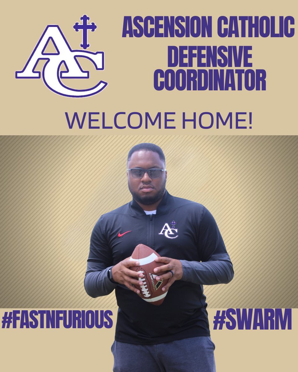 Fired up to announce I’ve accepted the Defensive Coordinator position at Ascension Catholic <a href="/BulldogsAc/">AC✝️🏈 Bulldogs</a>! 
Huge thanks to Baker High, Coach Dartez, &amp; the 70714. 39 turnovers in 11 games. We built something real.
Now it’s time to join a program that’s built on tradition &amp; toughness