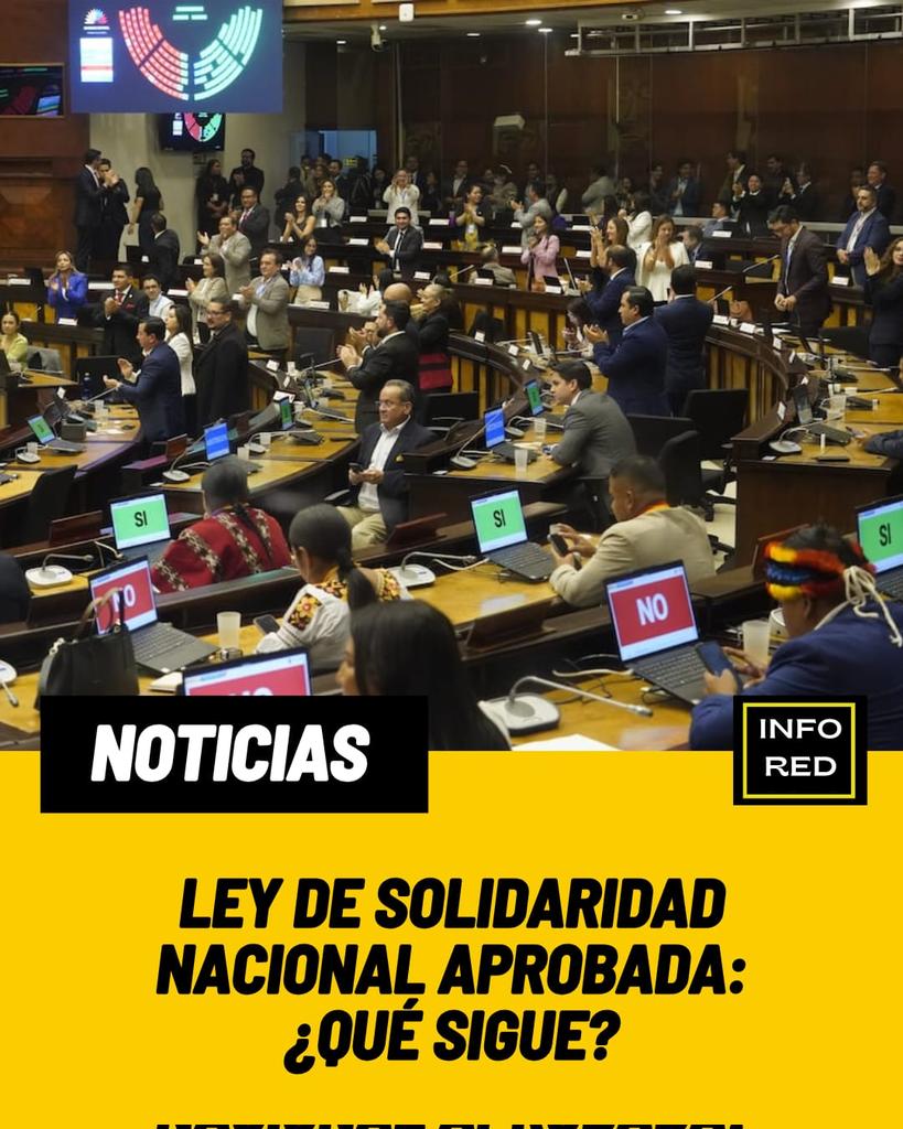 La Asamblea Nacional aprobó con 84 votos la primera ley urgente enviada por el presidente Daniel Noboa en este periodo legislativo: la Ley de Solidaridad Nacional. 

#LeyDeSolidaridad #Seguridad #Ecuador #Crimen #Organizado
                    instagram.com/p/DKsiNUKPUnl/…