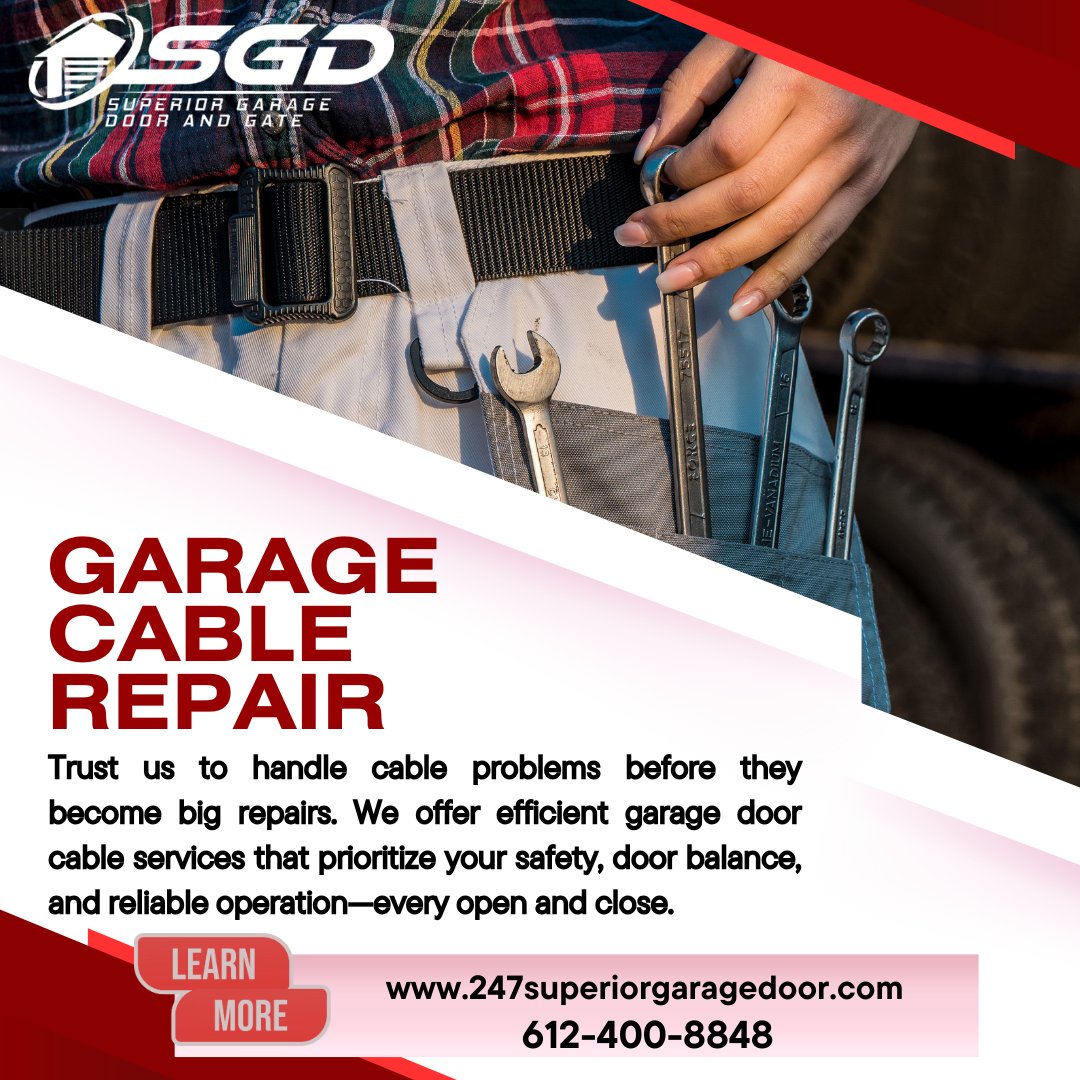Superior_MN247's tweet image. When your garage door jerk or stick, the cable could be the problem. Johnson offer fast and accurate garage door cable repair.

Contact us today.

#JohnsonGarageFix #CableRepairExpert #GarageHelpNow #StuckGarageDoor #FastFixJohnson #GarageTechSupport #DoorCableHelp #GarageSafety