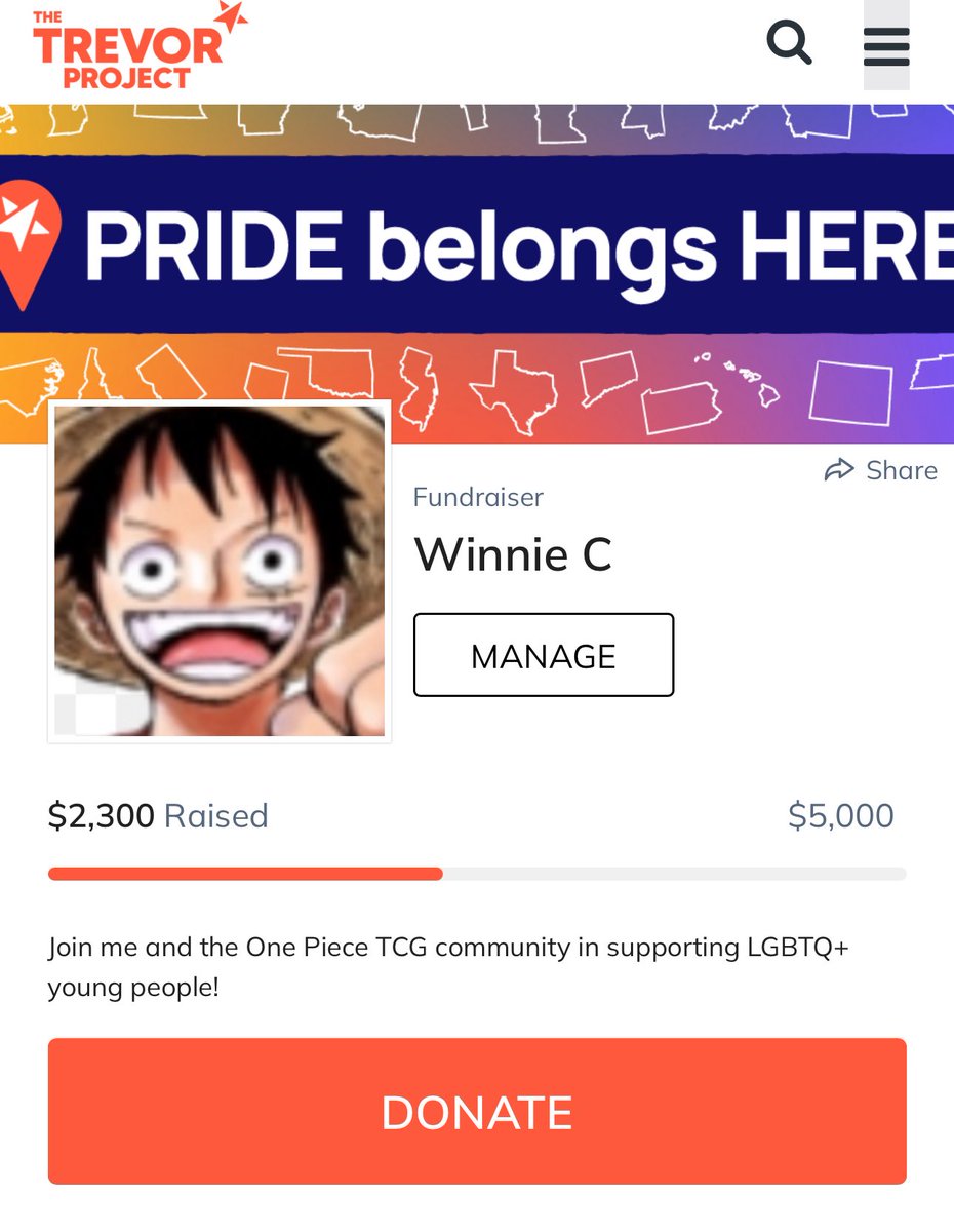 wimmie ๐ฆฉ OPTCG (@wimmiebear) on Twitter photo Thank you everyone for attending my <a href="/TrevorProject/">The Trevor Project</a> online tournament!
Congrats to <a href="/flxwfps/">FLX OPTCG</a> for going 7-0 with GP Luffy!
In total we have raised $2000+ from the tournament, here is my donation link if youโre interested in contributing!!
give.thetrevorproject.org/fundraiser/642โฆ Thank you everyone for attending my <a href="/TrevorProject/">The Trevor Project</a> online tournament!
Congrats to <a href="/flxwfps/">FLX OPTCG</a> for going 7-0 with GP Luffy!
In total we have raised $2000+ from the tournament, here is my donation link if youโre interested in contributing!!
give.thetrevorproject.org/fundraiser/642โฆ