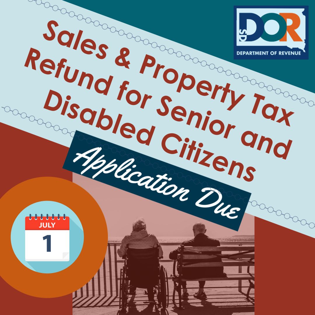 Applications for Sales &amp; Property Tax Refund for Senior and Disabled Citizens are due July 1! Check out more info and the application here: buff.ly/3NwGcmM