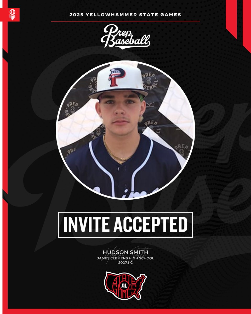 Prep Baseball Alabama (@prepbaseballal) on Twitter photo #𝐘𝐒𝐆𝐚𝐦𝐞𝐬𝟐𝟓: 𝐈𝐧𝐯𝐢𝐭𝐞 𝐀𝐜𝐜𝐞𝐩𝐭𝐞𝐝 ✅
C Hudson Smith (<a href="/JCJetsBaseball/">James Clemens Jets Baseball</a>, 2027) is 𝗟𝗢𝗖𝗞𝗘𝗗 𝗜𝗡 🔐 for the Yellowhammer State Games, held on June 17th-18th at Sand Mountain Park in Albertville, AL.
Request an invite to the premier event of the summer. ⤵️
🔗: #𝐘𝐒𝐆𝐚𝐦𝐞𝐬𝟐𝟓: 𝐈𝐧𝐯𝐢𝐭𝐞 𝐀𝐜𝐜𝐞𝐩𝐭𝐞𝐝 ✅
C Hudson Smith (<a href="/JCJetsBaseball/">James Clemens Jets Baseball</a>, 2027) is 𝗟𝗢𝗖𝗞𝗘𝗗 𝗜𝗡 🔐 for the Yellowhammer State Games, held on June 17th-18th at Sand Mountain Park in Albertville, AL.
Request an invite to the premier event of the summer. ⤵️
🔗: