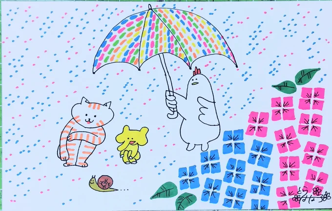おはようございます!!
雨降ってきたよ〜!!
今日も素敵な火曜日を〜🤗
#みんなで楽しむTwitter展覧会 
#家の三人衆 