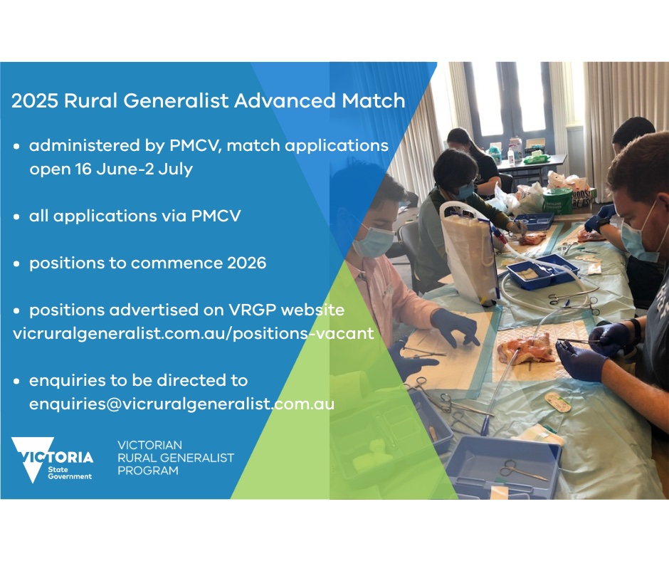 RDAV (@ruraldocsvic) on Twitter photo Call out to current & potential RG trainees - Looking for your advance skill placement in 2026? Find out more vicruralgeneralist.com.au/positions-vaca…
<a href="/ACRRM/">ACRRM</a> <a href="/RACGP/">RACGP</a> <a href="/RuralDoctorsAus/">RDAA</a> <a href="/VicRGProgram/">Victorian Rural Generalist Program</a> <a href="/RWAVictoria/">Rural Workforce Agency Victoria</a> Call out to current & potential RG trainees - Looking for your advance skill placement in 2026? Find out more vicruralgeneralist.com.au/positions-vaca…
<a href="/ACRRM/">ACRRM</a> <a href="/RACGP/">RACGP</a> <a href="/RuralDoctorsAus/">RDAA</a> <a href="/VicRGProgram/">Victorian Rural Generalist Program</a> <a href="/RWAVictoria/">Rural Workforce Agency Victoria</a>