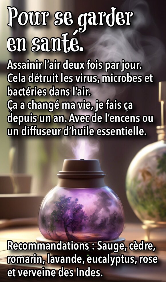 pres_reine's tweet image. Désinfecter plus aussi.  Encens 2 x par jour. Diffuseur d’huile essentielle 2 x par jour.