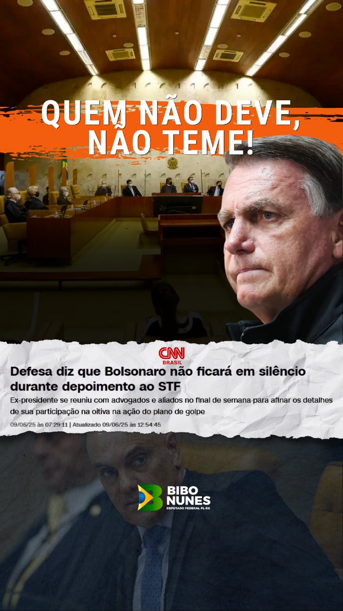 🔥 BOLSONARO VAI FALAR — E O BRASIL ESTÁ DE OLHO!

Ao contrário do que muitos esperavam, a defesa do ex-presidente Jair Bolsonaro confirmou: ele não ficará em silêncio no depoimento ao STF. A decisão representa um gesto de firmeza, transparência e disposição para enfrentar as