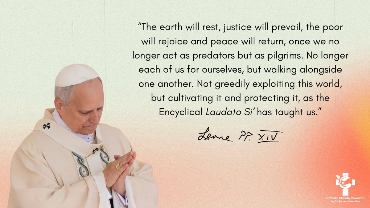 In his homily this weekend, Pope Leo urged us to stop acting as predators and begin walking together as pilgrims and protectors of God's creation. His words echo the call of #LaudatoSi and speak directly to the urgency of our time. #EcoCatholic vatican.va/content/leo-xi…