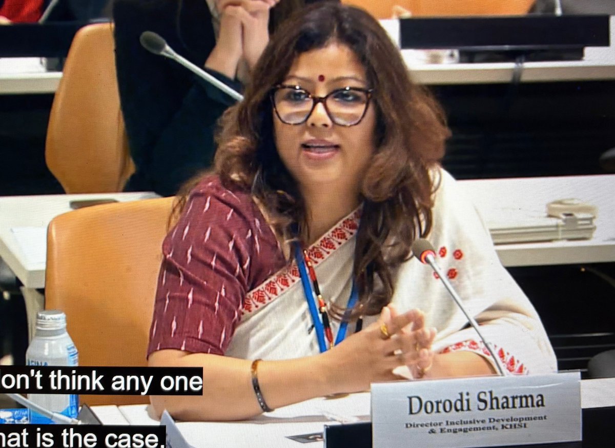 KHSI Director of Inclulsive Development &amp; Engagement <a href="/DorodiSharma/">দৰদী</a> welcoming #COSP18 attendees to "Closing the Revolving Doors: A Lifespan Approach to Deinstitutionalization." The side event focused on creating community inclusion for children &amp; adults w/disabilities.