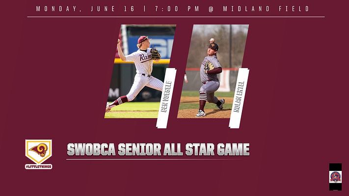 Senior All Star Game | Monday, June 16th 7:00 PM | Midland Field 
Looking forward to watching these two compete in their Ross Ram uni one more time.