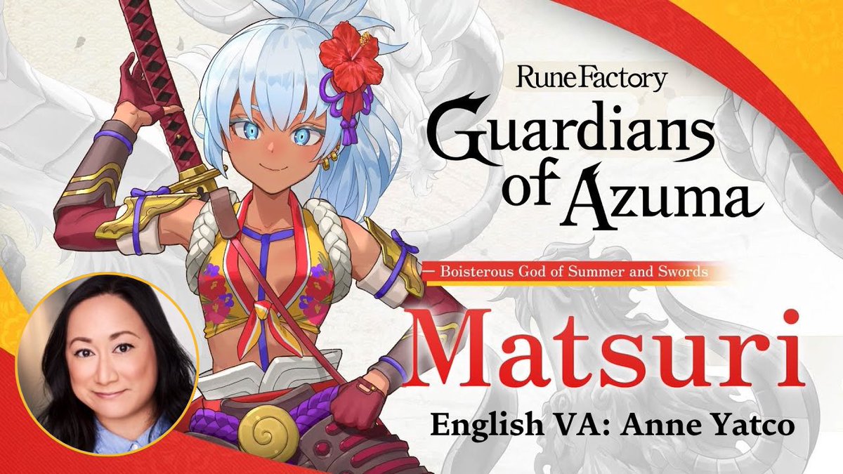 Anne Yatco (@annejyatco) on Twitter photo Hi! I voice Matsuri in Rune Factory: Guardians of Azuma! She’s just a big ol’ himbo, and I hope you love her as much as I do! ☀️⚔️❤️
Thanks <a href="/Cupofteaprod/">Cupofteaproductions</a> <a href="/marveloususa/">Marvelous USA</a> <a href="/SkiniMini07/">☁️ Dani Chambers</a> <a href="/BoobsMcbalrog/">Caitlyn Elizabeth</a> <a href="/Seitz_Unseen/">Patrick Seitz</a> for all the fun sessions! Hi! I voice Matsuri in Rune Factory: Guardians of Azuma! She’s just a big ol’ himbo, and I hope you love her as much as I do! ☀️⚔️❤️
Thanks <a href="/Cupofteaprod/">Cupofteaproductions</a> <a href="/marveloususa/">Marvelous USA</a> <a href="/SkiniMini07/">☁️ Dani Chambers</a> <a href="/BoobsMcbalrog/">Caitlyn Elizabeth</a> <a href="/Seitz_Unseen/">Patrick Seitz</a> for all the fun sessions!