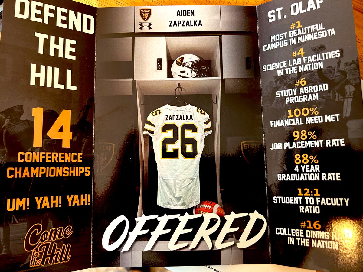 I am so grateful to have received my second offer to play at St. Olaf! Thanks so much to the coaching staff for giving me this opportunity! 

<a href="/RecruitTonkaFB/">Minnetonka FB Recruiting</a> <a href="/PrepRedzoneMN/">Prep Redzone Minnesota</a> <a href="/Coach_MPaulson/">Matthew Paulson</a> <a href="/JamesKilian/">James Kilian</a> <a href="/StolafRBC/">Eric Pulley</a> <a href="/StOlafFB/">St. Olaf Football</a>