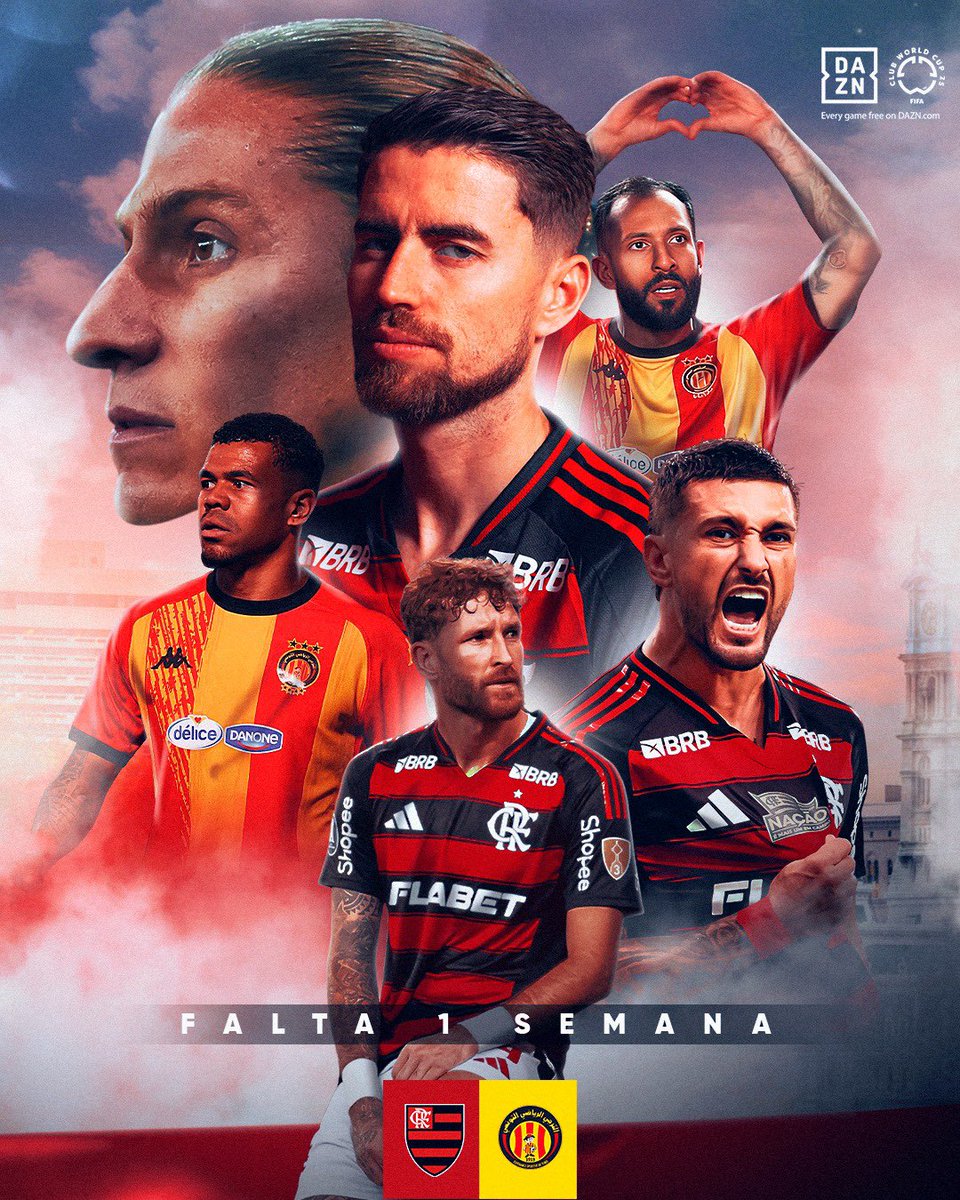 1 semana ⏳ 

Assista a todos os jogos ao vivo e de graça no App DAZN! 

#TakeItToTheWorld #FIFACWC