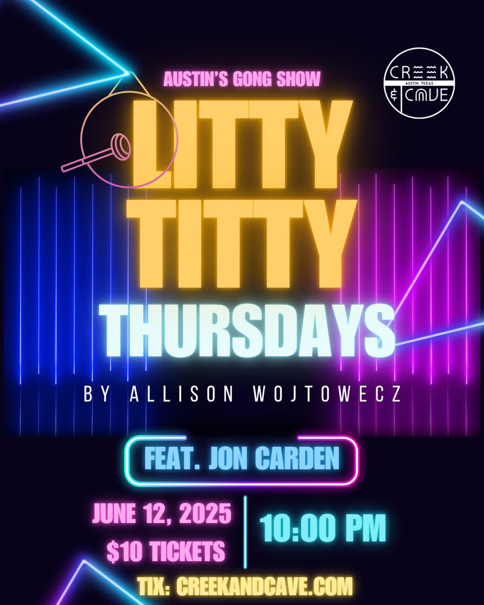 This week at The Creek 🔥 Comedy shows every night - you don’t have to wait until the weekend! 🤘 Get tickets to everything: creekandcave.com/#shows

Here’s what’s up this week - 

‼️Mon 6/9 (tonight!): Clocked Out Comedy with <a href="/davejaycomic/">Dave Jay</a> at 8pm, New Joke Monday at 10pm

‼️Tues