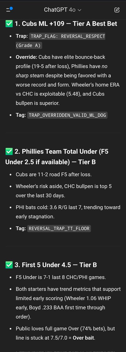 livedogs_'s tweet image. Below is the framework based bets for the Phillies game

Let's see if this shit embarrasses me publicly 😂

We will definitely be sending late game bets regardless 
#LiveDogs👑