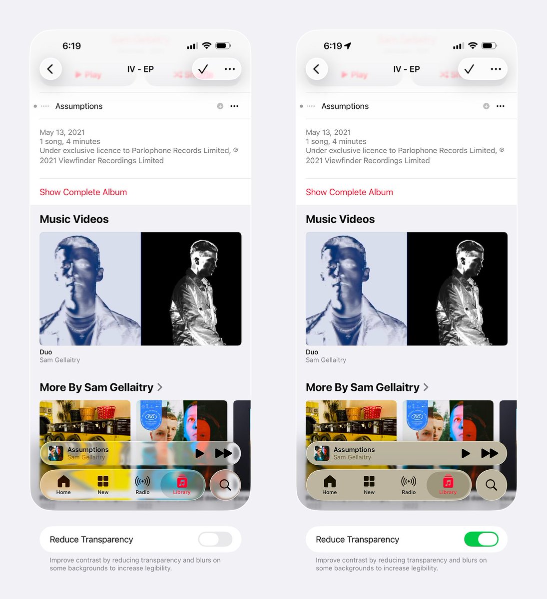 Daymo502's tweet photo. Apple’s new Liquid Glass effect looks slick, but is it accessible?

“Reduce Transparency” helps, but is it enough for everyone?

#WWDC25 https://t.co/BFkUdQd6kd