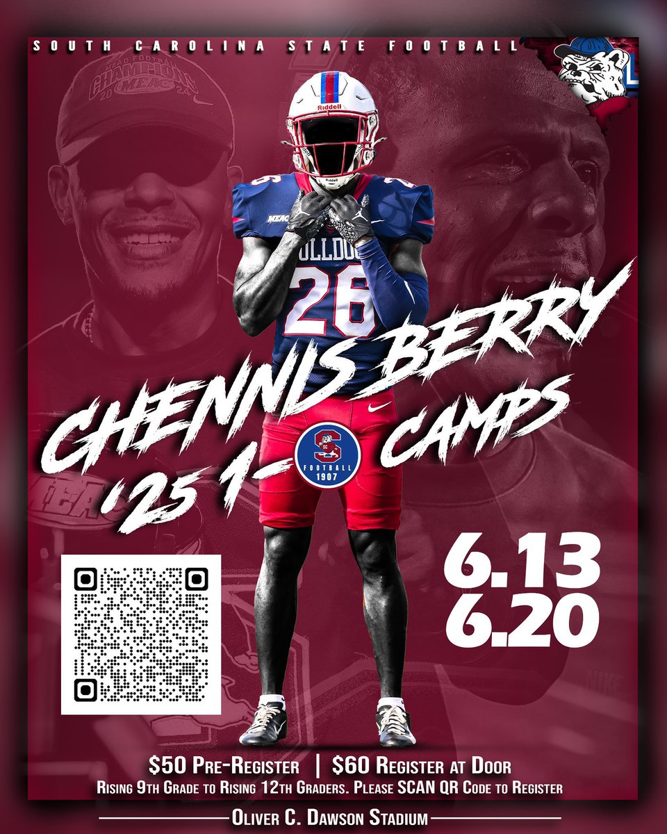 Can’t wait to see a lot of you guys at our camp this Friday! If you haven’t pre register asap. It’s going to be an amazing experience 

southcarolinastatefootballcamps.com