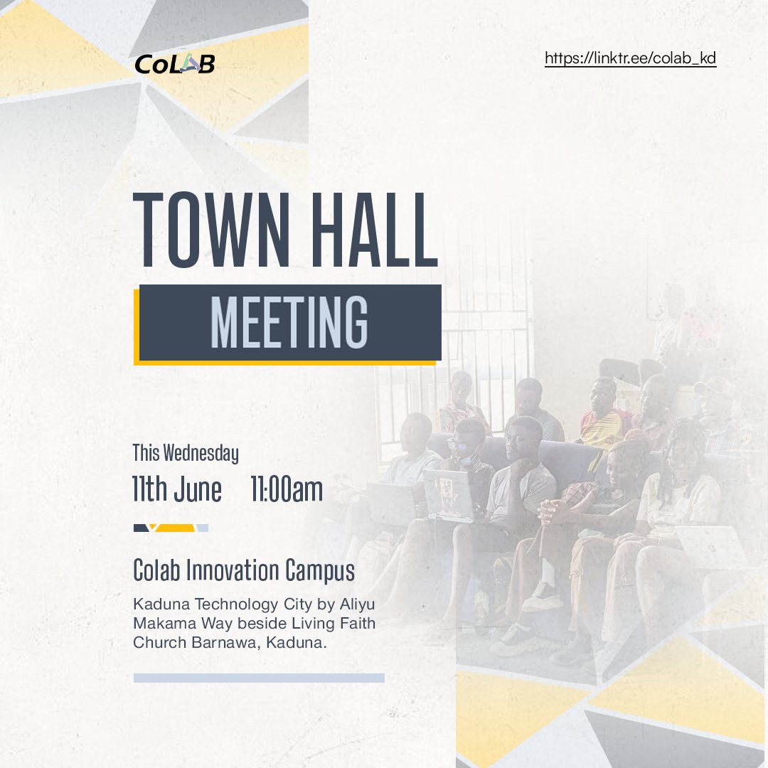 Join us for CoLab’s Town Hall Meeting. This is your chance to hear updates, share feedback, and help shape the future of our community. Your voice matters, let’s build together!
#CoLabTownHall #CommunityEngagement #InnovationTogether