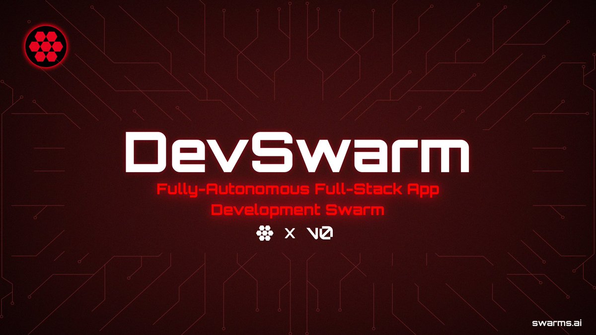 Introducing, DevSwarm 🤖💻 🤖

Develop production-grade applications effortlessly with a single prompt, powered by a swarm of v0-driven autonomous agents operating 24/7 for fully autonomous app development.

Prompt -> App

Highlights:
⎆ Structured Multi-Agent Team of 8 Developer