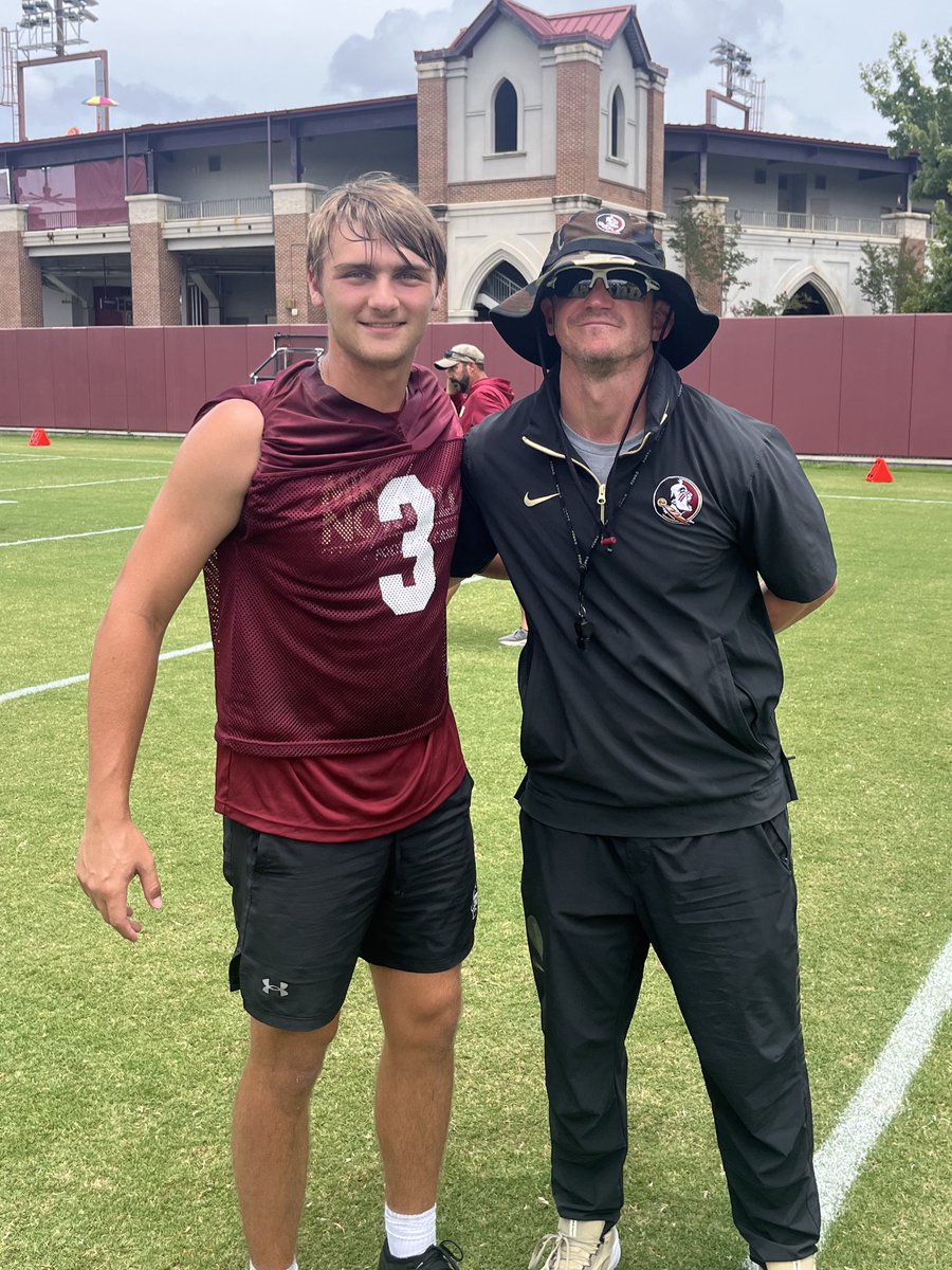 JBkicker96's tweet image. Had a great time at @FSUFootball specialist camp thanks to @CoachJRut for the invite. Charted 5/7 fg and made it to the final round of the kickoff comp. Almost hit the film guys. @FSU_Recruiting @BucsFootball @RecruitHoover @OneOnOneKicking @coachCEnglish @_Mike_McCabe…