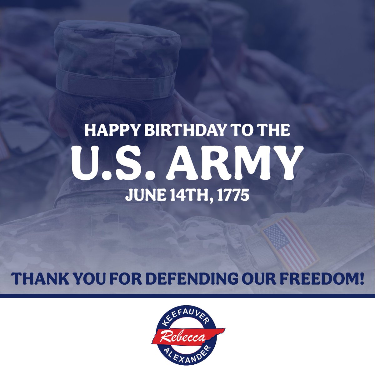 RepAlexander7's tweet image. For 250 years the @USArmy has been defending freedom! Thank you to all who have worn the uniform. We will always remember your service and sacrifice for liberty.