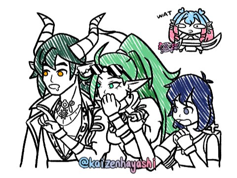 kaizenhayashi's tweet photo. @kurechii Abyssfall: Seekers Within by @kurechii fanart (3/3)
Characters L to R:
1st image - Misheel, Kylee
2nd image - La'if, Syren, Kaho
2nd image BG - Bappers, Kai (me)
#abyssfall #asw #PrideMonth #fanart https://t.co/Uqhrq8OZdl