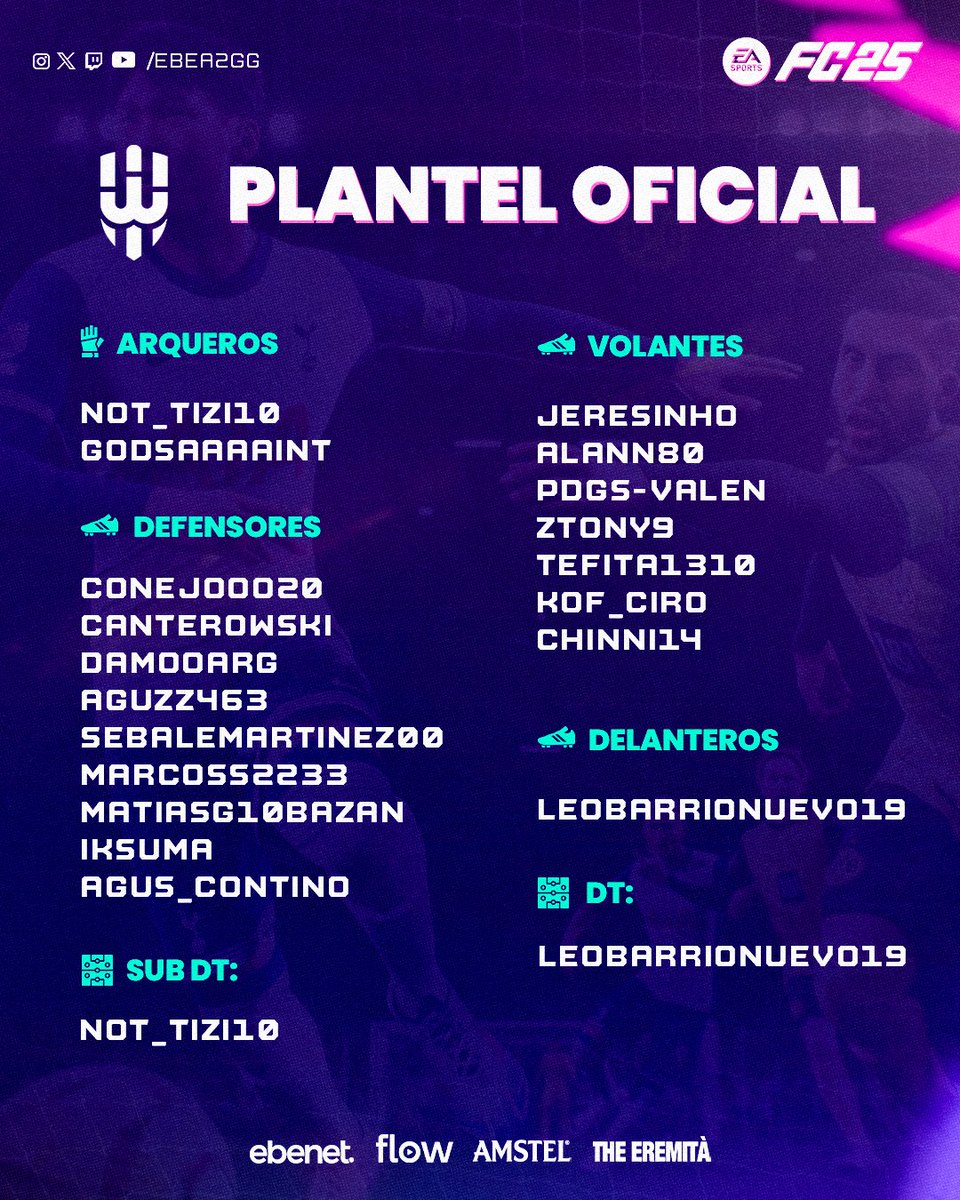 🎮⚽ ¡SE VIENE LA NUEVA ERA!

🔥 Presentamos al plantel que va a romperla en #EAFC25 

🧠 Táctica.
🎯 Precisión.
💥 Mentalidad ganadora.

Este equipo no viene a participar...
🚨 ¡Viene a DOMINAR la cancha virtual! 🚨

#TrustTheProcess 💪