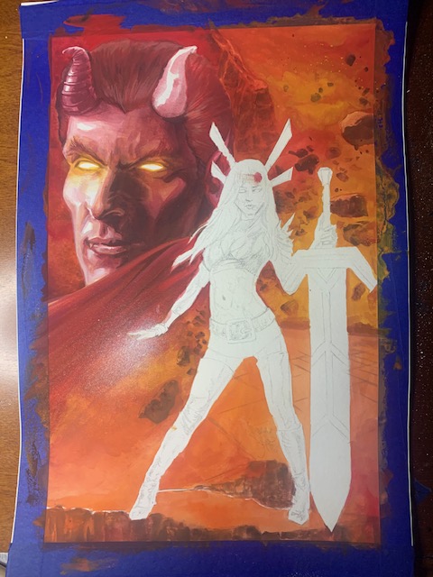 #Magik and #Belasco in #Limbo #commission for #Heroes2025. #gouache on 12" x 18" #coldpressedcottonpaper. #wip #workinprogress.  I still have a couple spots left for the Heroes. If you're interested in getting a commission, here's how: jkwoodwardart.blogspot.com/2024/04/heroes…