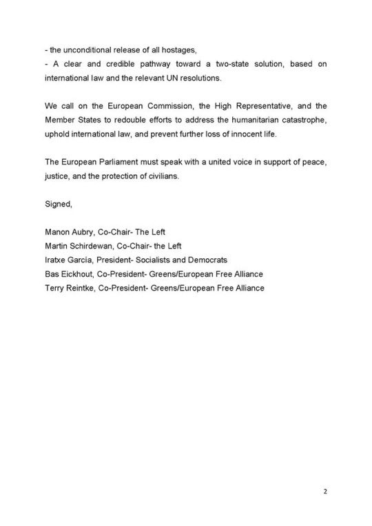 Com pot ser que tots els grups d’esquerra al PE, inclosos socialistes i verds, signin aquesta carta comprant el relat delirant que “la Flotilla” era per portar ajut humanitari? 

A més, demanen la llibertat dels detinguts que, en realitat, poden agafar un avió avui mateix.

🤦🏻‍♀️