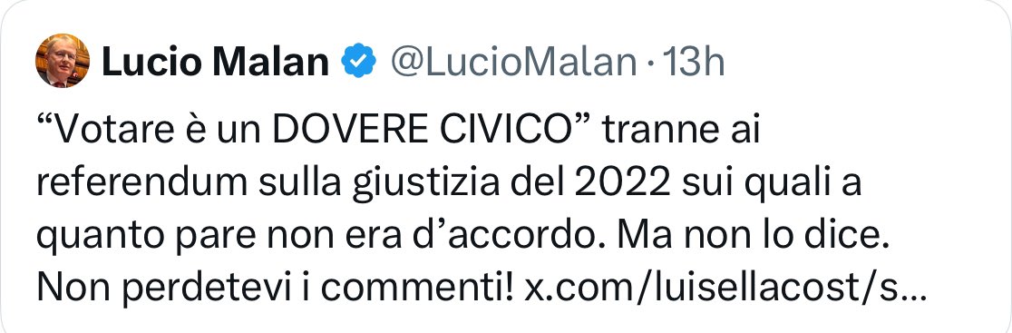 Il sen <a href="/LucioMalan/">Lucio Malan</a> dopo aver aizzato i suoi follower contro di me, ha cancellato il post (che qui ripubblico a futura memoria). Ovviamente, senza scusarsi.