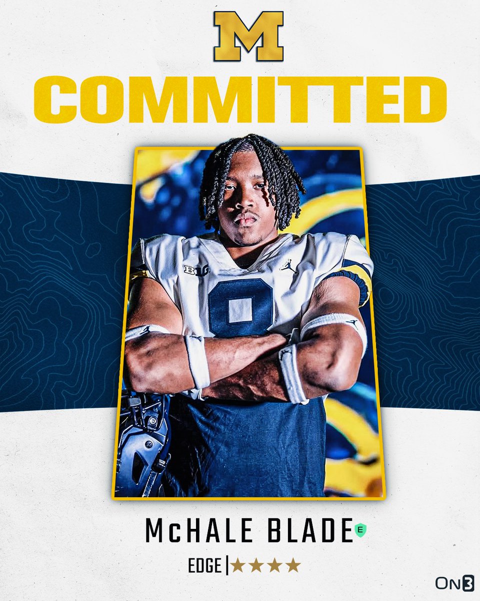 "EJ Holland" (@ejhollandon3) on Twitter photo BOOOOMMMMMM!!!!
Michigan has landed a commitment from On300 Chicago EDGE McHale Blade (<a href="/McHaleBlade/">McHale Blade</a>). More from <a href="/ethanmmcdowell/">Ethan McDowell</a> (FREE) #GoBlue. on3.com/teams/michigan… BOOOOMMMMMM!!!!
Michigan has landed a commitment from On300 Chicago EDGE McHale Blade (<a href="/McHaleBlade/">McHale Blade</a>). More from <a href="/ethanmmcdowell/">Ethan McDowell</a> (FREE) #GoBlue. on3.com/teams/michigan…