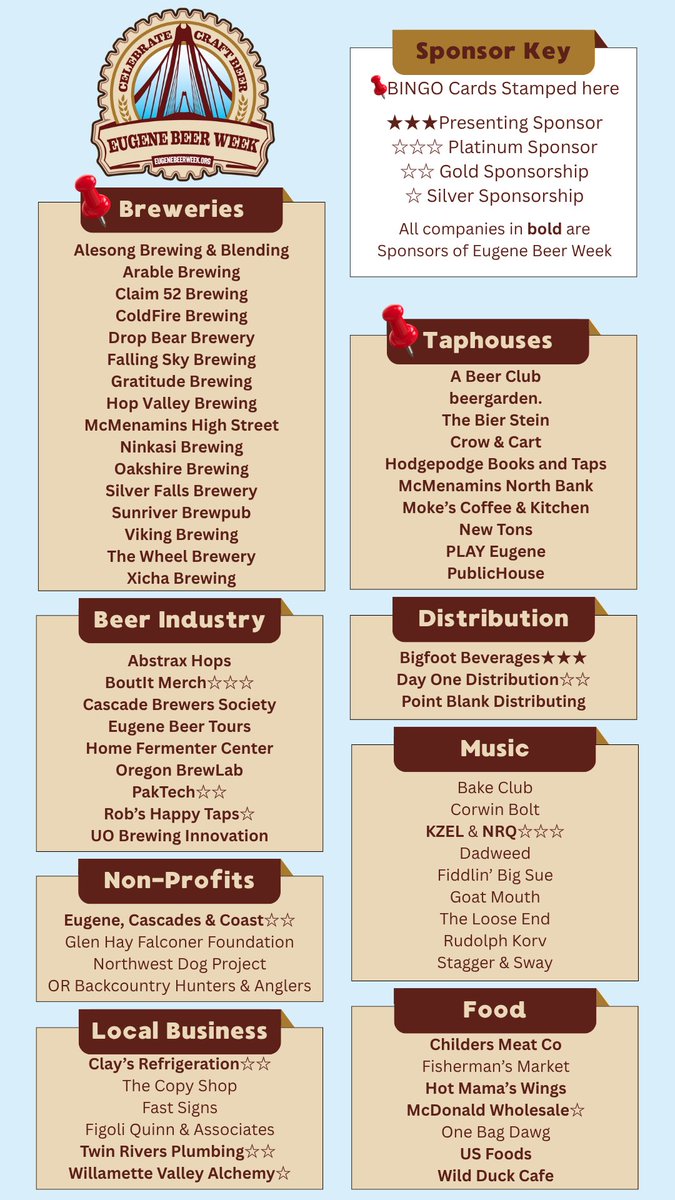 Thank you to our sponsors! Support your local beer spots!