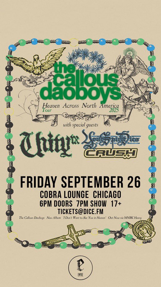 VERY FEW TICKETS REMAINING IN CHICAGO. LIKE LESS THAN 20.