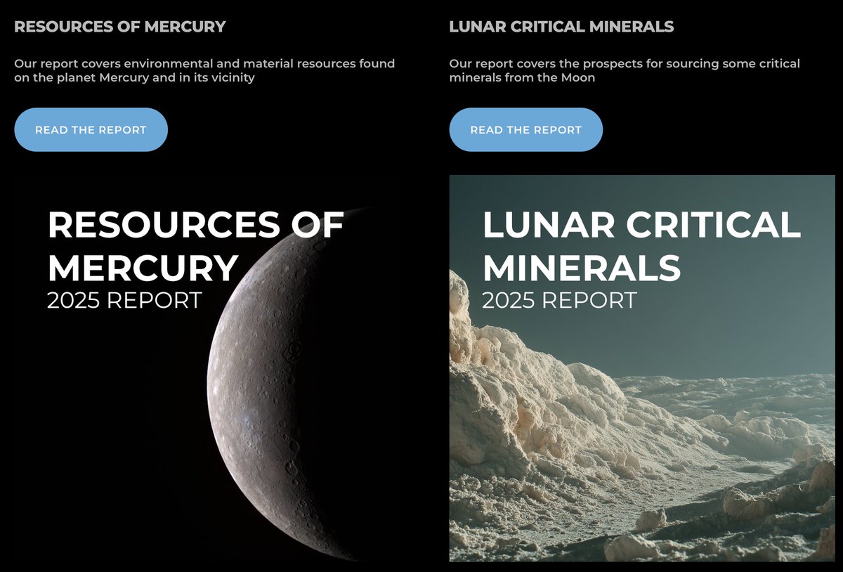 ethosspace's tweet image. We&apos;ve dropped two new reports on our website:

1. Lunar critical minerals (a balanced take) 💎
2. Resources of Mercury 😲

Check them out!