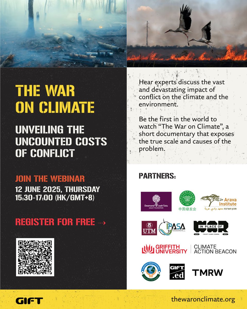 What if everything you’ve done so far is based on an incomplete truth? Discover the urgent, overlooked impact of conflict on our climate and environment. 
12 June | 15:30 HKT
Don’t miss insights from Prof Brendan Mackey <a href="/TheWarOnClimate/">The War On Climate</a> #twoc2025 #waronclimate #ClimateAction