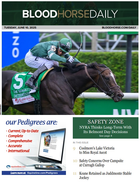 In Tuesday's #BHDaily:   

NYRA Thinks Long-Term With its Belmont Day Decisions
Three Stakes Highlight Los Angeles County Fair Meet
Coolmore's Lake Victoria to Miss Royal Ascot

READ MORE →tinyurl.com/BHDaily