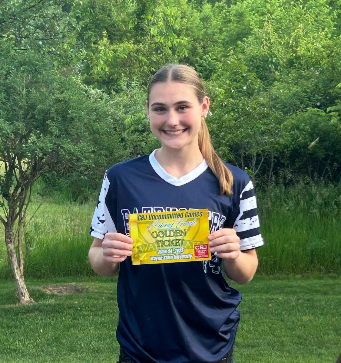 Aubrey French (@aubreyfrench74) on Twitter photo Just got some exciting mail todayโฆ a golden ticket! Thank you to <a href="/CollegeBDJocks/">College Bound Jocks</a> for the opportunity to compete in the CBJ Uncommitted Games at <a href="/WayneStateSB/">Wayne State Softball</a> ! I am incredibly grateful and excited for this opportunity!! Counting down the days!! Just got some exciting mail todayโฆ a golden ticket! Thank you to <a href="/CollegeBDJocks/">College Bound Jocks</a> for the opportunity to compete in the CBJ Uncommitted Games at <a href="/WayneStateSB/">Wayne State Softball</a> ! I am incredibly grateful and excited for this opportunity!! Counting down the days!!