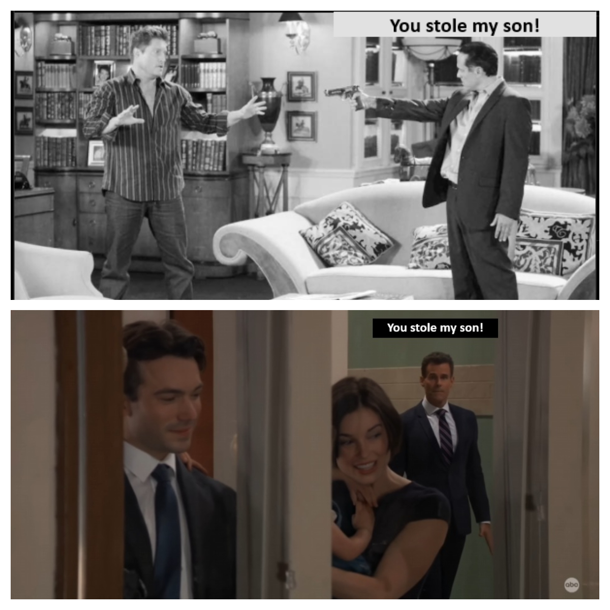 CherninJR's tweet photo. Drew vs. Michael is just Sonny vs. AJ with worse haircuts.
#GH Truth:
Both wars started over a kid that wasn’t really theirs.
Both involve Carly picking a side then acting shocked when it blows up.
Only difference? Drew hasn’t drunkenly crashed a car yet. Progress! https://t.co/pUjwUZkXA2