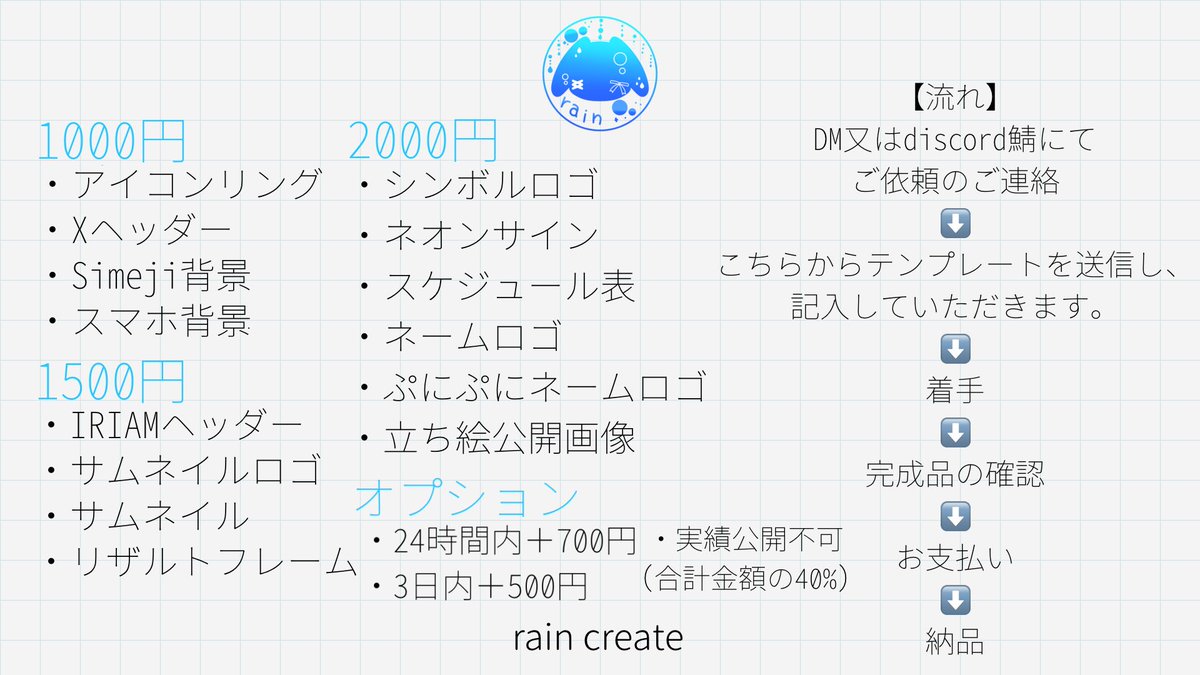 【ご依頼再開のお知らせ- ̗̀ 📢💭】 
配信活動者様向け🫧
あなたの世界観を活かすデザインをしております♡

これまでの実績は# raincreate にて👀✨️
 #有償依頼募集中  #有償依頼受付中