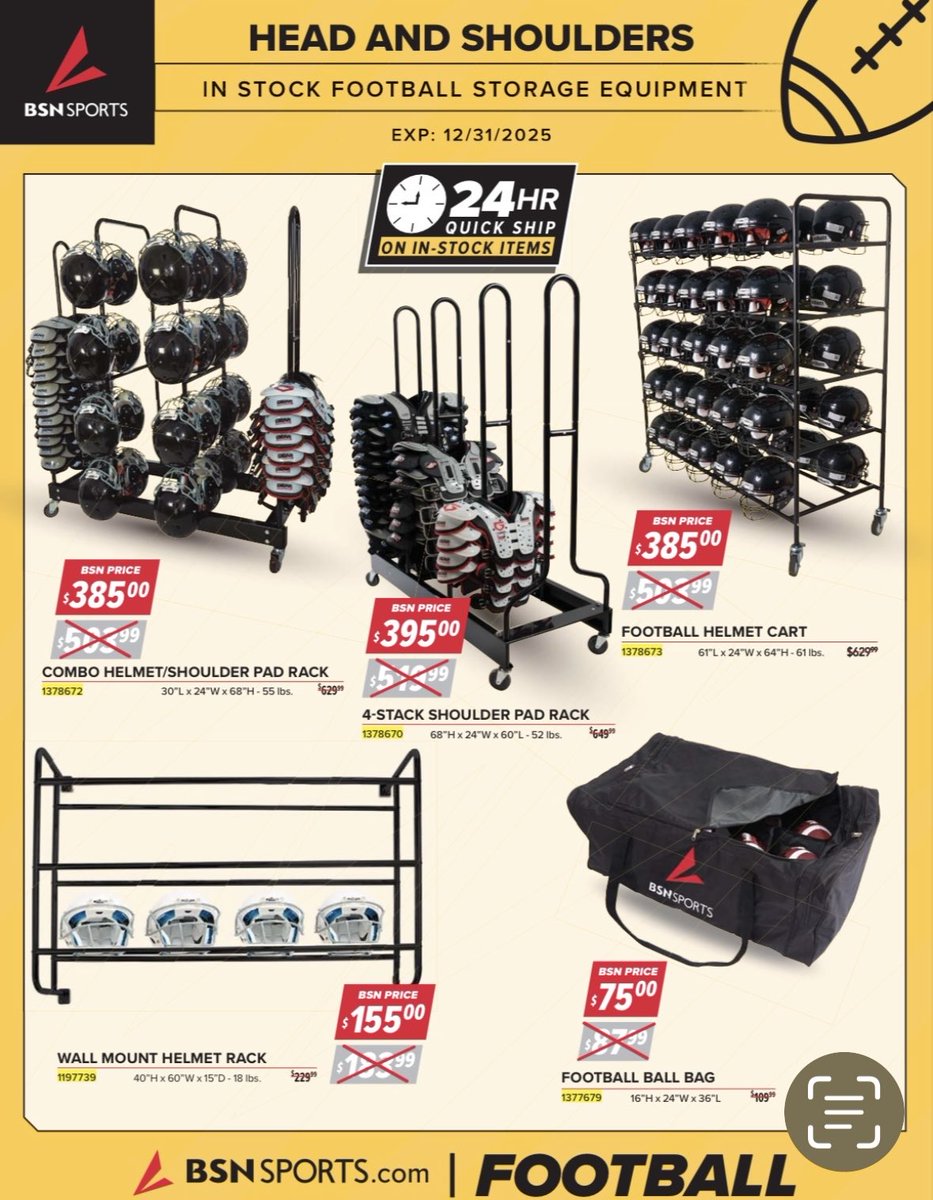 TylerBrownBSN's tweet image. 🏈 FOOTBALL COACHES 🏈
BSN Sports has you covered ‼️
Storage, Equipment, Guardian Helmets, and everything in between!
Contact me for details and a quote!
@BSNSPORTS
@BSNSPORTS_FL