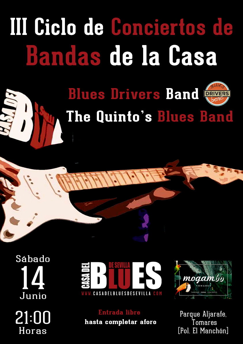 🎸 El III Ciclo de Bandas sigue sonando el 14 de junio
🎶 Blues Drivers Band + The Quinto’s Blues Band
📍 Mogambo - Aire libre - Tapas
💙 ¡Blues hecho en casa!

🔗 casadelbluesdesevilla.com/noticias/conci…
🔗 facebook.com/events/1737983…

#CasaDelBlues #CicloBandas #Blues #Mogambo #Concierto #Directo