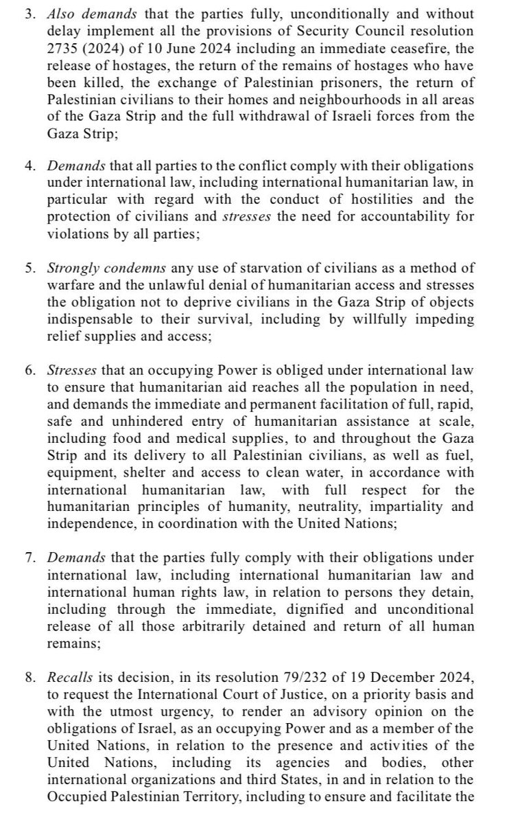 Raminho's tweet photo. NEW: @SpainUN, in coordination with @Palestine_UN and other countries, submits #UNGA draft resolution stressing need for accountability in order to ensure #Israel's respect of international law obligations. Draft res calls on #UN member states to individually and collectively take all measures necessary, in line with international law and the UN Charter, to ensure Israeli compliance with said obligations. Vote set for Thursday afternoon during resumed #Palestine Emergency Special Session under Uniting for Peace.