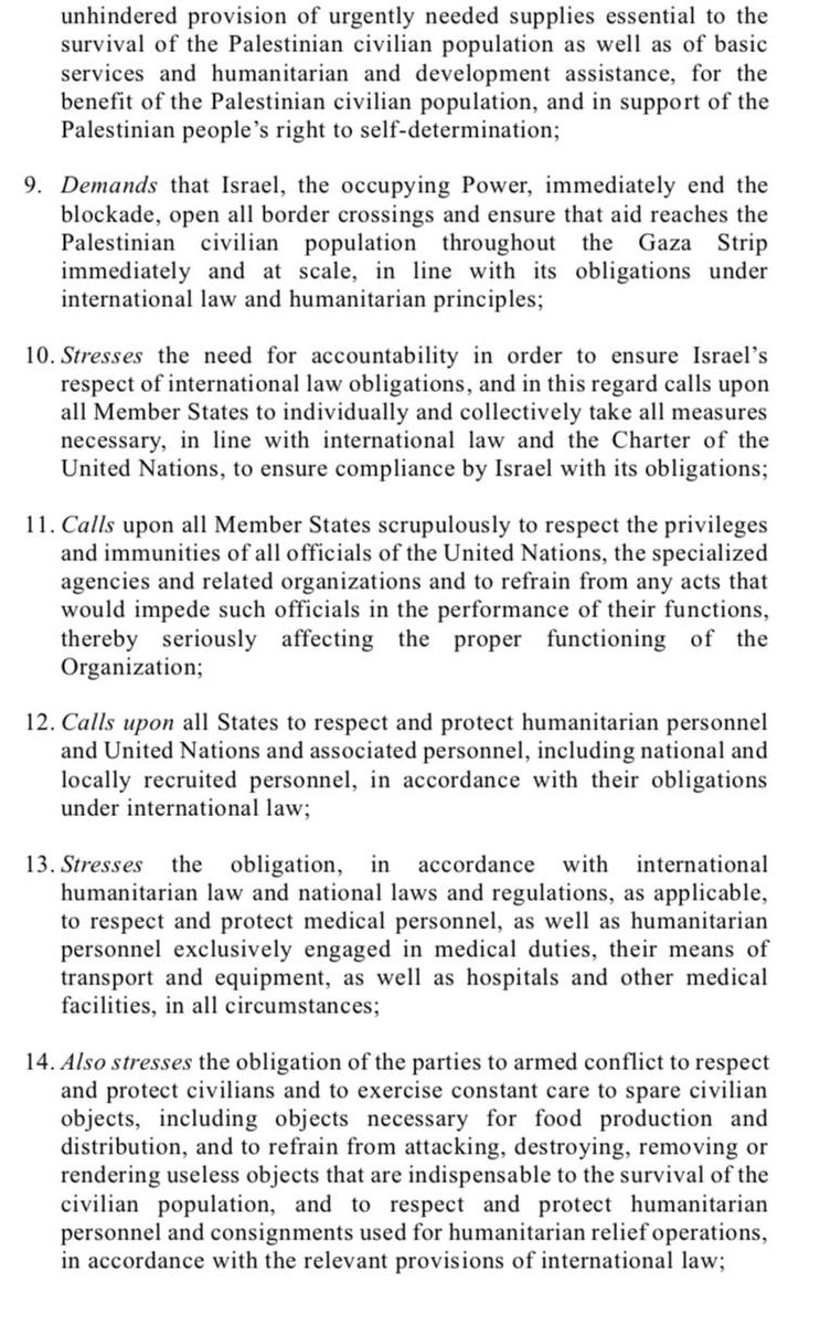 Raminho's tweet photo. NEW: @SpainUN, in coordination with @Palestine_UN and other countries, submits #UNGA draft resolution stressing need for accountability in order to ensure #Israel's respect of international law obligations. Draft res calls on #UN member states to individually and collectively take all measures necessary, in line with international law and the UN Charter, to ensure Israeli compliance with said obligations. Vote set for Thursday afternoon during resumed #Palestine Emergency Special Session under Uniting for Peace.