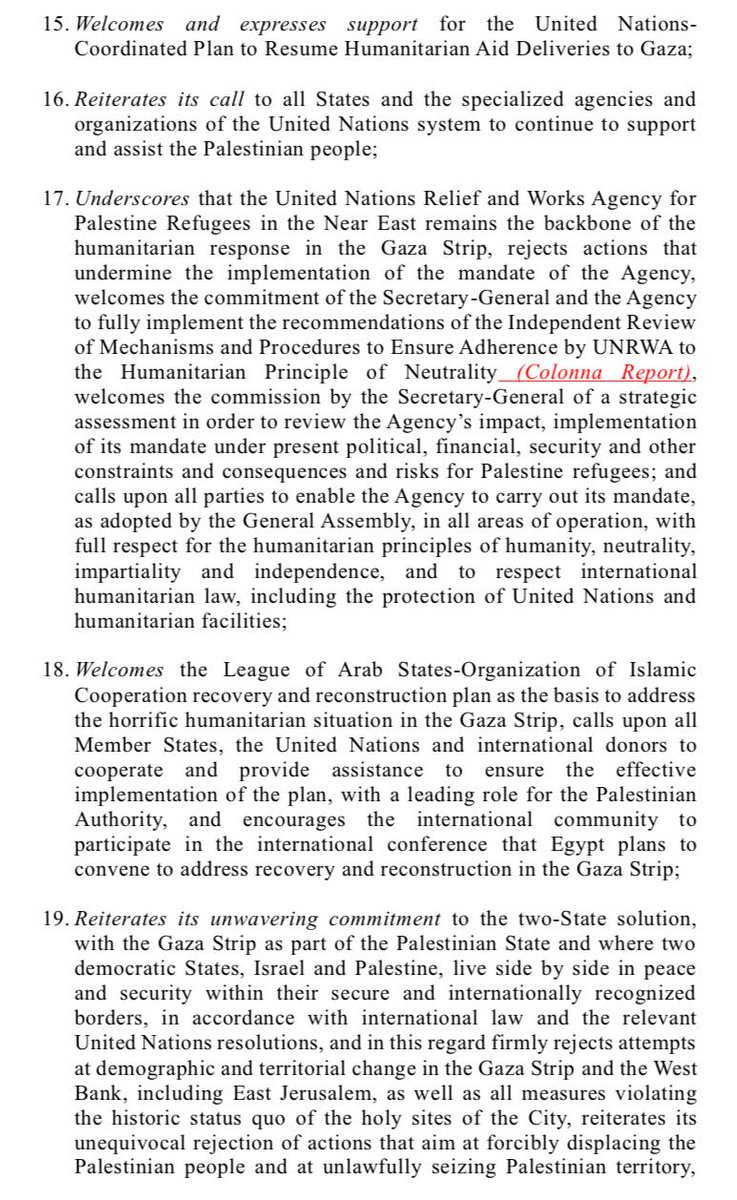 Raminho's tweet photo. NEW: @SpainUN, in coordination with @Palestine_UN and other countries, submits #UNGA draft resolution stressing need for accountability in order to ensure #Israel's respect of international law obligations. Draft res calls on #UN member states to individually and collectively take all measures necessary, in line with international law and the UN Charter, to ensure Israeli compliance with said obligations. Vote set for Thursday afternoon during resumed #Palestine Emergency Special Session under Uniting for Peace.
