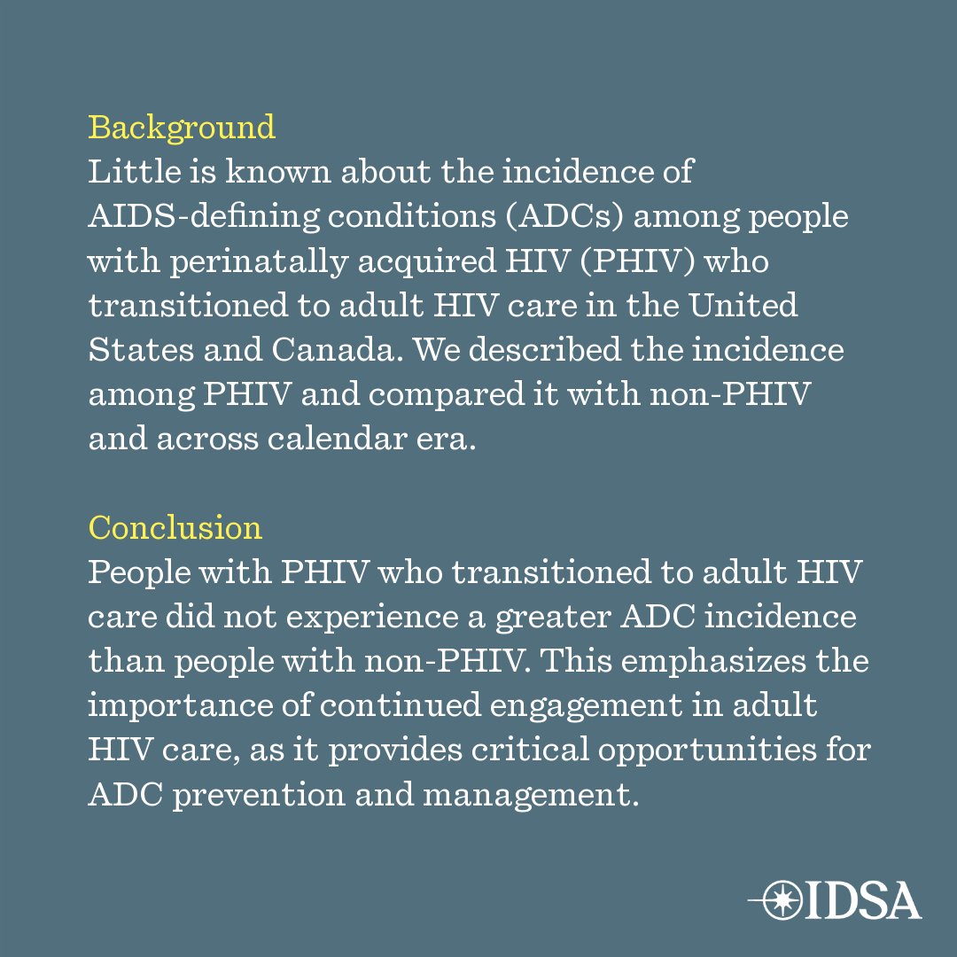 Incidence of AIDS-defining Conditions among Adults with Perinatally Acquired HIV after Transition to Adult HIV Care in the United States and Canada, 2000-2022

✅ Just Accepted
🔗 doi.org/10.1093/cid/ci…