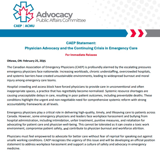 It is worth reminding the good-faith, honest and balanced advocacy by ER doctors in support of our publicly funded healthcare system shouldn't result in reprisals, harassment, intimidation and punitive measures. <a href="/CAEP_Docs/">CAEP</a> caep.ca/wp-content/upl…