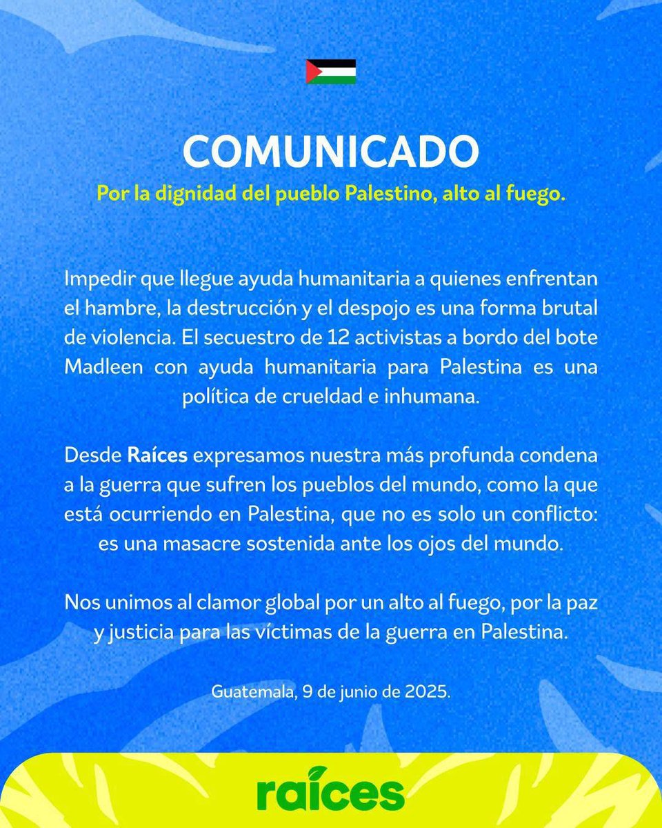 🇵🇸 Condenamos la intercepción de ayuda humanitaria destinada al Pueblo Palestino: